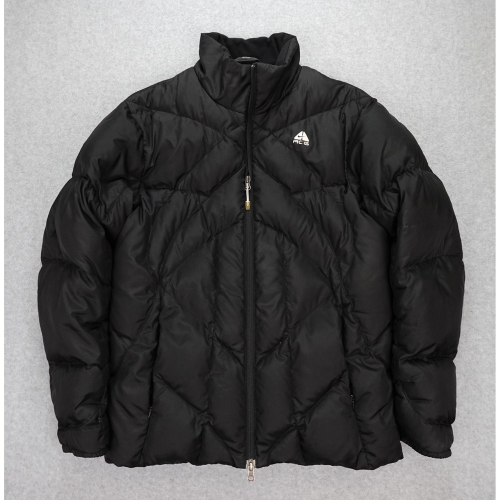 Nike ACG Puffer Jacket Womens XL Black Goose Down Full Zip 3 Outer Layer Outdoor